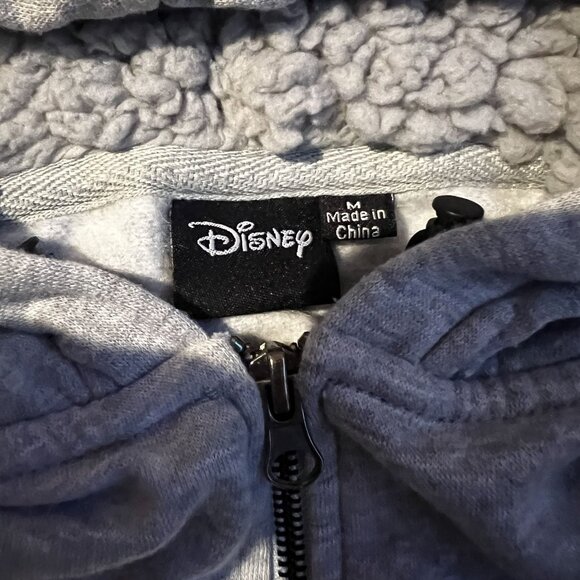 NWOT Disney Mickey Mouse Gray Zip-Up Hoodie W Sherpa Lining & Embroidered Logo - Picture 6 of 10